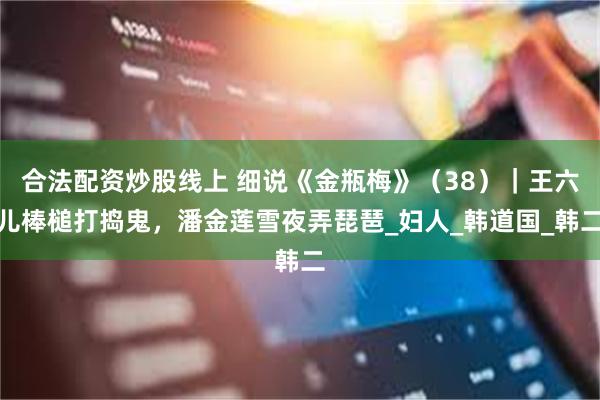 合法配资炒股线上 细说《金瓶梅》（38）｜王六儿棒槌打捣鬼，潘金莲雪夜弄琵琶_妇人_韩道国_韩二