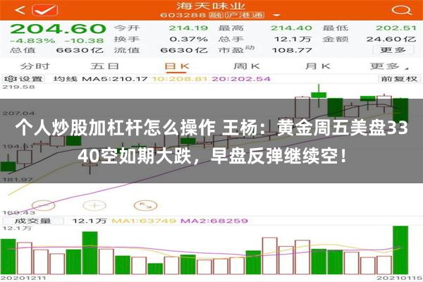 个人炒股加杠杆怎么操作 王杨：黄金周五美盘3340空如期大跌，早盘反弹继续空！
