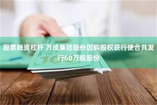 股票融资杠杆 万成集团股份因购股权获行使合共发行60万股股份
