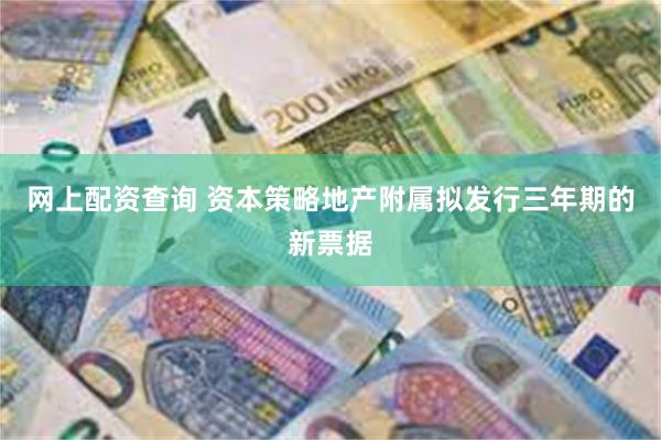 网上配资查询 资本策略地产附属拟发行三年期的新票据
