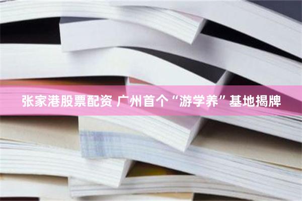 张家港股票配资 广州首个“游学养”基地揭牌