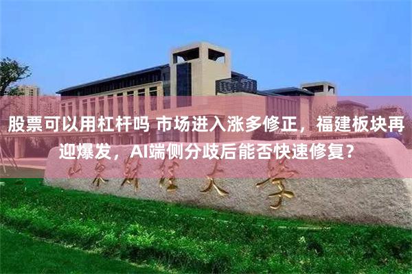 股票可以用杠杆吗 市场进入涨多修正，福建板块再迎爆发，AI端侧分歧后能否快速修复？