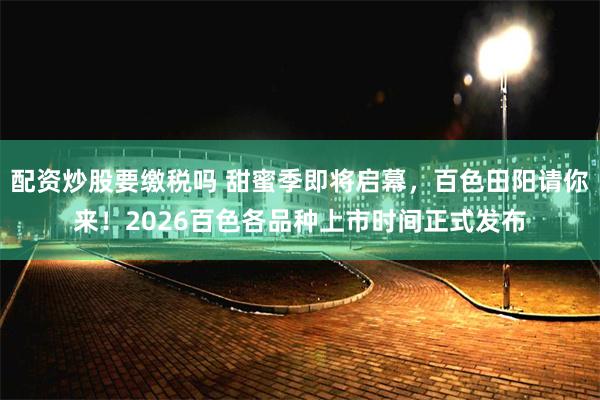 配资炒股要缴税吗 甜蜜季即将启幕，百色田阳请你来！2026百色各品种上市时间正式发布