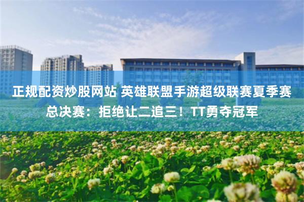 正规配资炒股网站 英雄联盟手游超级联赛夏季赛总决赛：拒绝让二追三！TT勇夺冠军