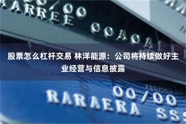 股票怎么杠杆交易 林洋能源：公司将持续做好主业经营与信息披露
