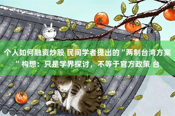 个人如何融资炒股 民间学者提出的“两制台湾方案”构想：只是学界探讨，不等于官方政策 台