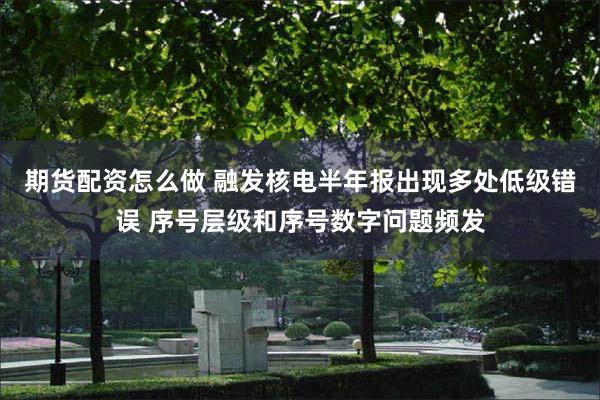 期货配资怎么做 融发核电半年报出现多处低级错误 序号层级和序号数字问题频发